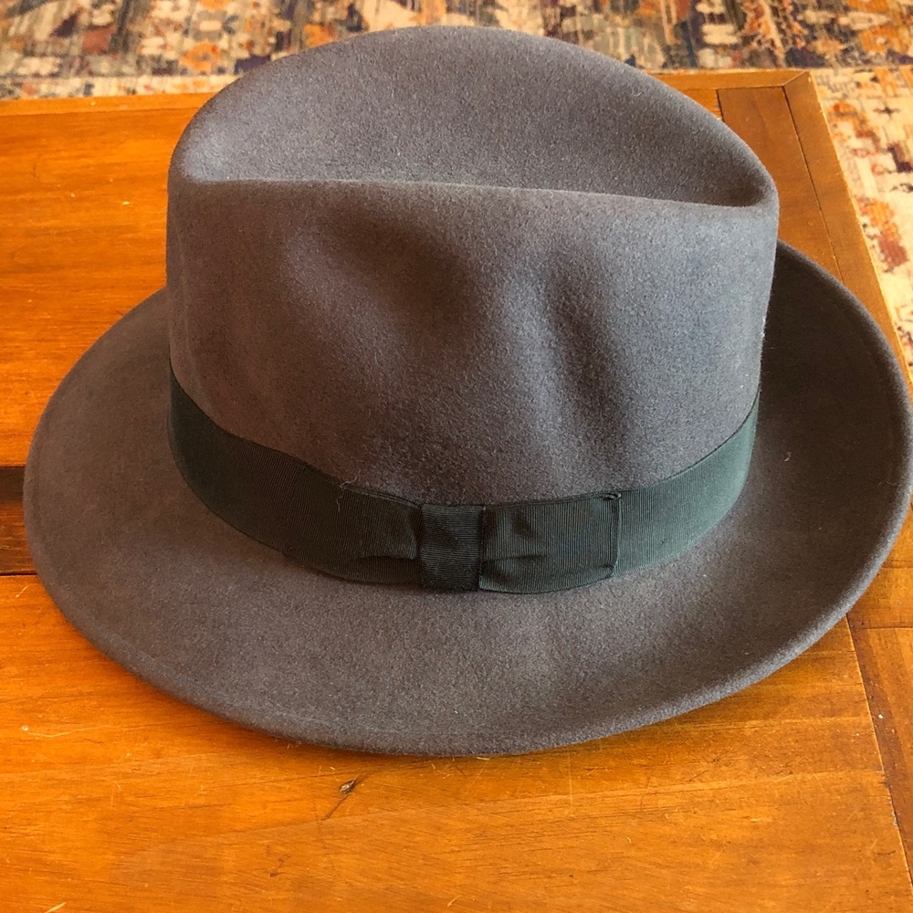 Gray Fedora Hat with Black Band